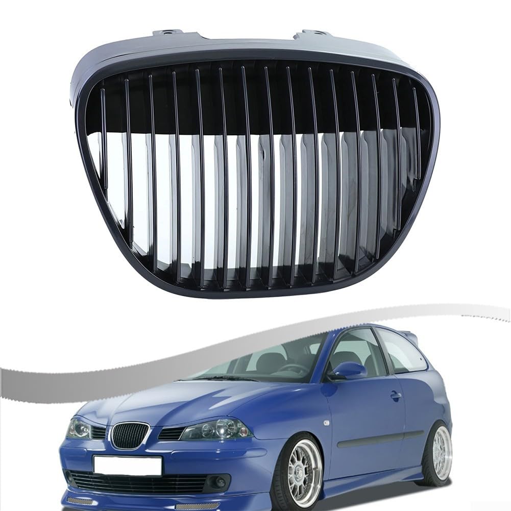 Rejilla delantera sin emblema estilo OEM para Seat para Ibiza 2002-2009, material ABS, pieza de repuesto compatible Seat 6L