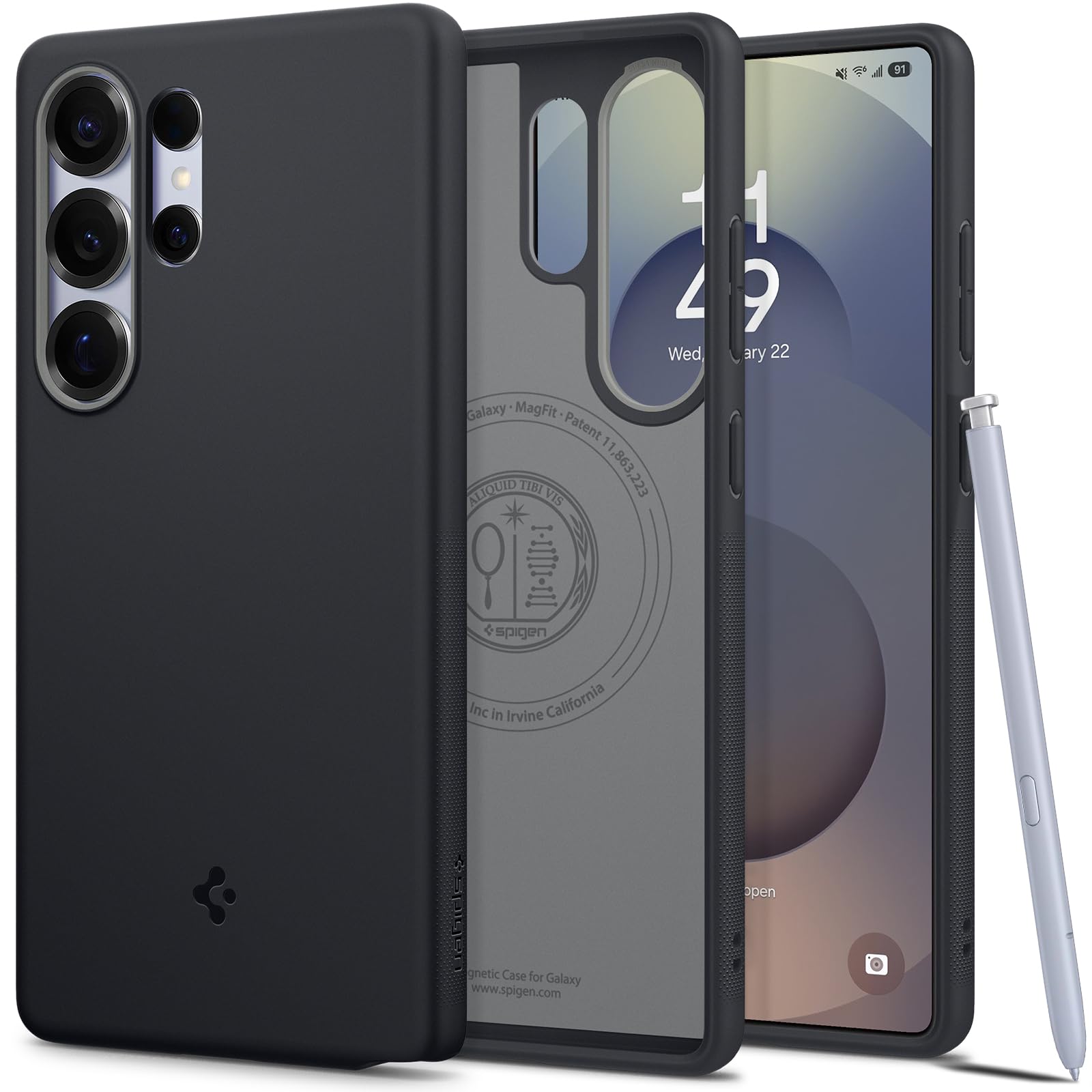 Spigen Galaxy S25 Ultra Case Compatible with Magfit Durable Soft Dust Resistant Two Tone Nano Pop Magfit ACS09057 (Black Sesame)