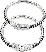 pooja jewellery SILVER ORIGNAL STRELLING SILVER CHANDI Black moti Baby bangel Age 0 to 1 years kids.