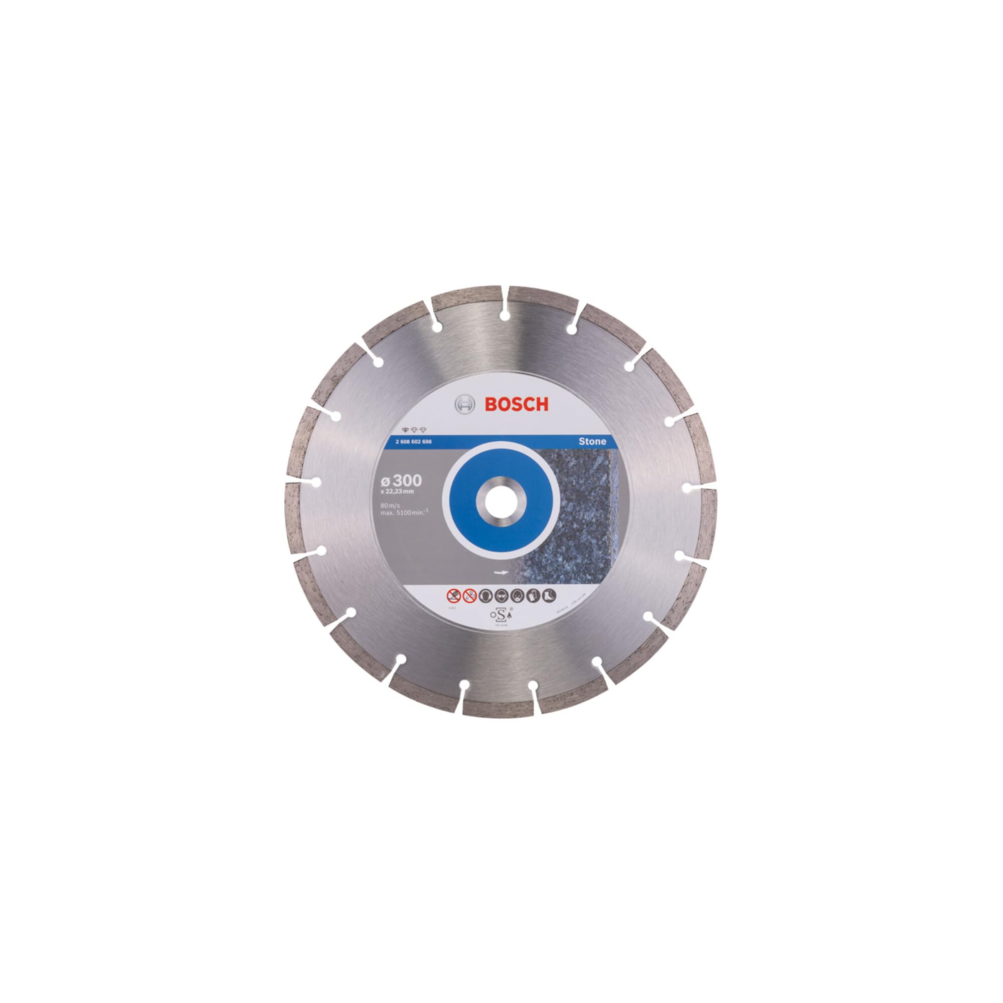 Bosch 2608602698 Disco de Corte de Diamante Estándar para Piedra, 300 x 22,23 x 3,1 x 10 mm