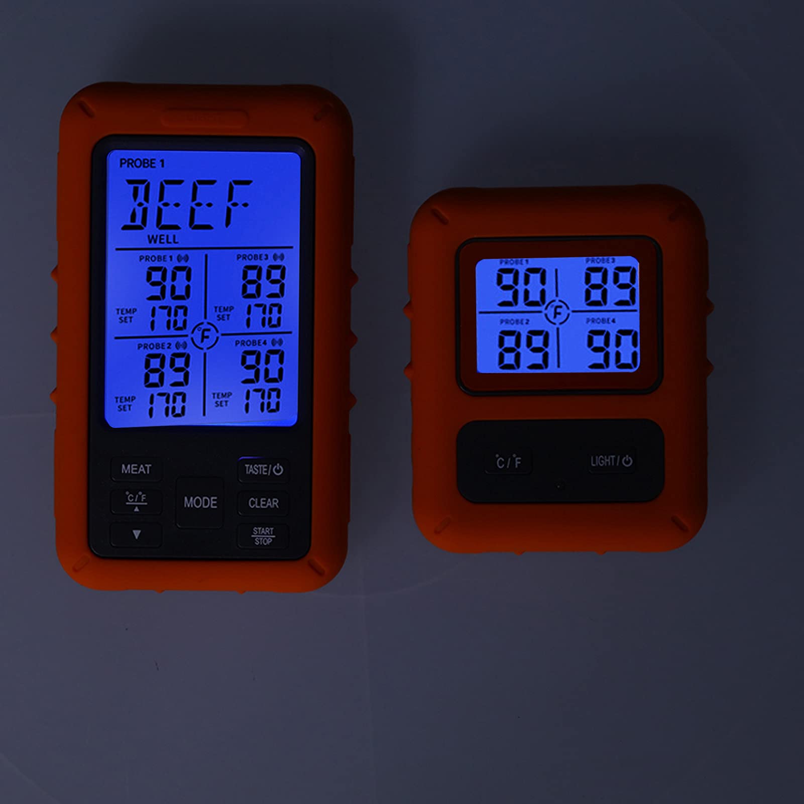Kabelloses Digitales Fleischthermometer Zum Grillen, BBQ, Kochen mit 100 M Reichweite, 2 Sonden, Alarm-Timer -20 ℃ Bis 300 ℃ für Räucherofen, Küche