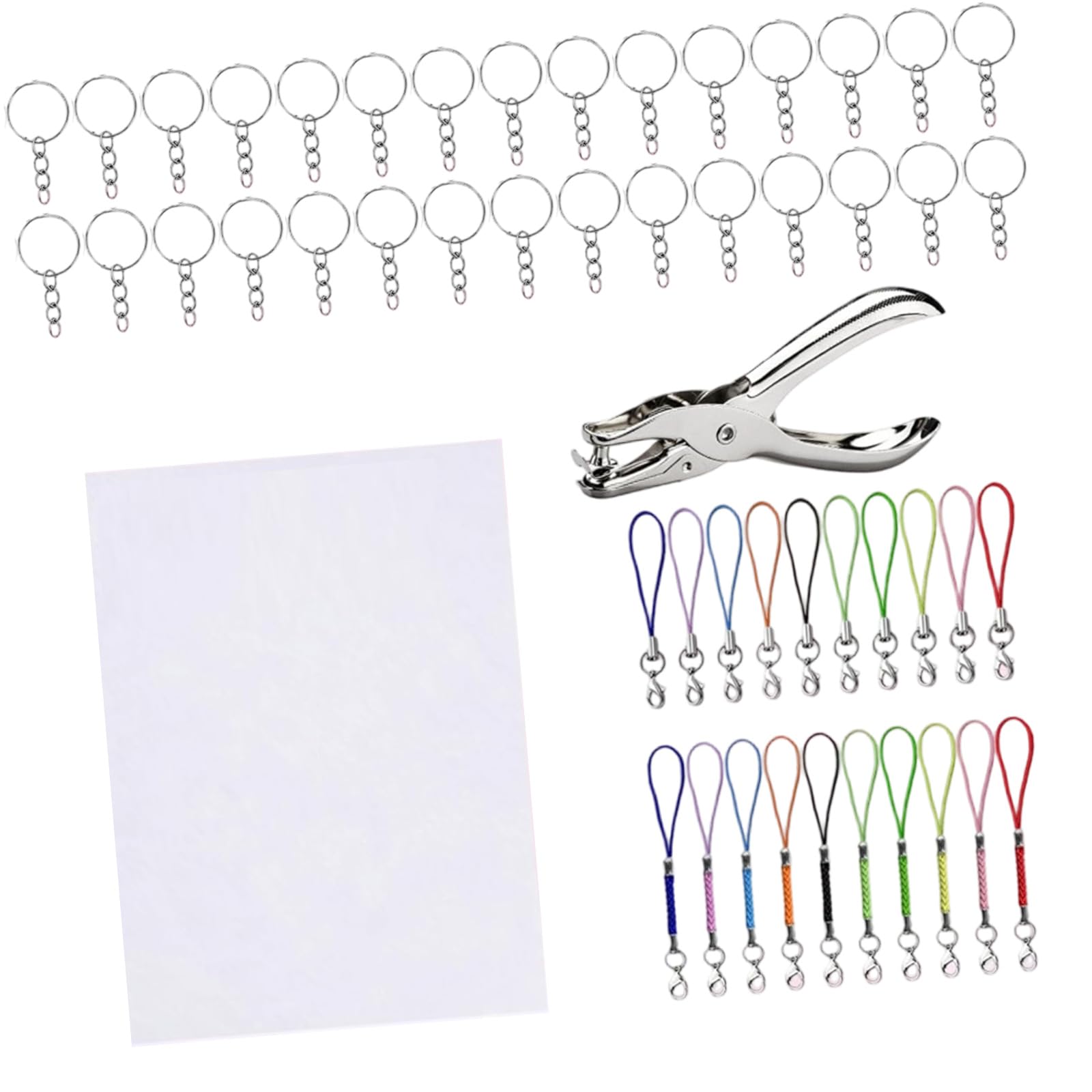 SueaLe 141Pcs Heat Shrink Sheets for Keychains Colorful Materials with Hole Puncher for Craft Creative Keychain Making Supplies
