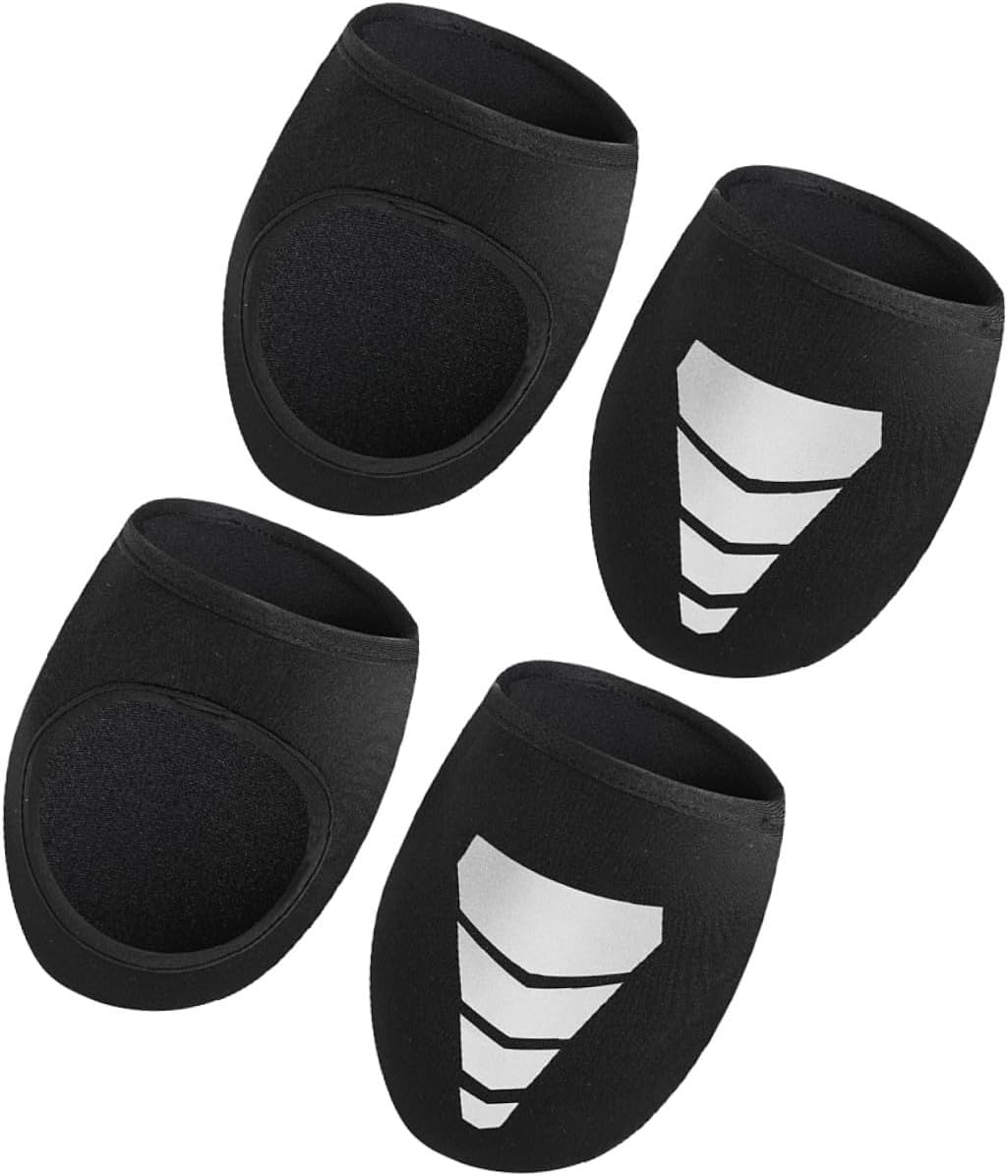 Waterproof Cycling Half Shoe Covers 2 Pairs Neoprene Reflective Black | Windproof Warmth, Anti Scratch Surface, Locking Shoes Fit, Night Cycling, Outdoor Use, Reflective Pattern