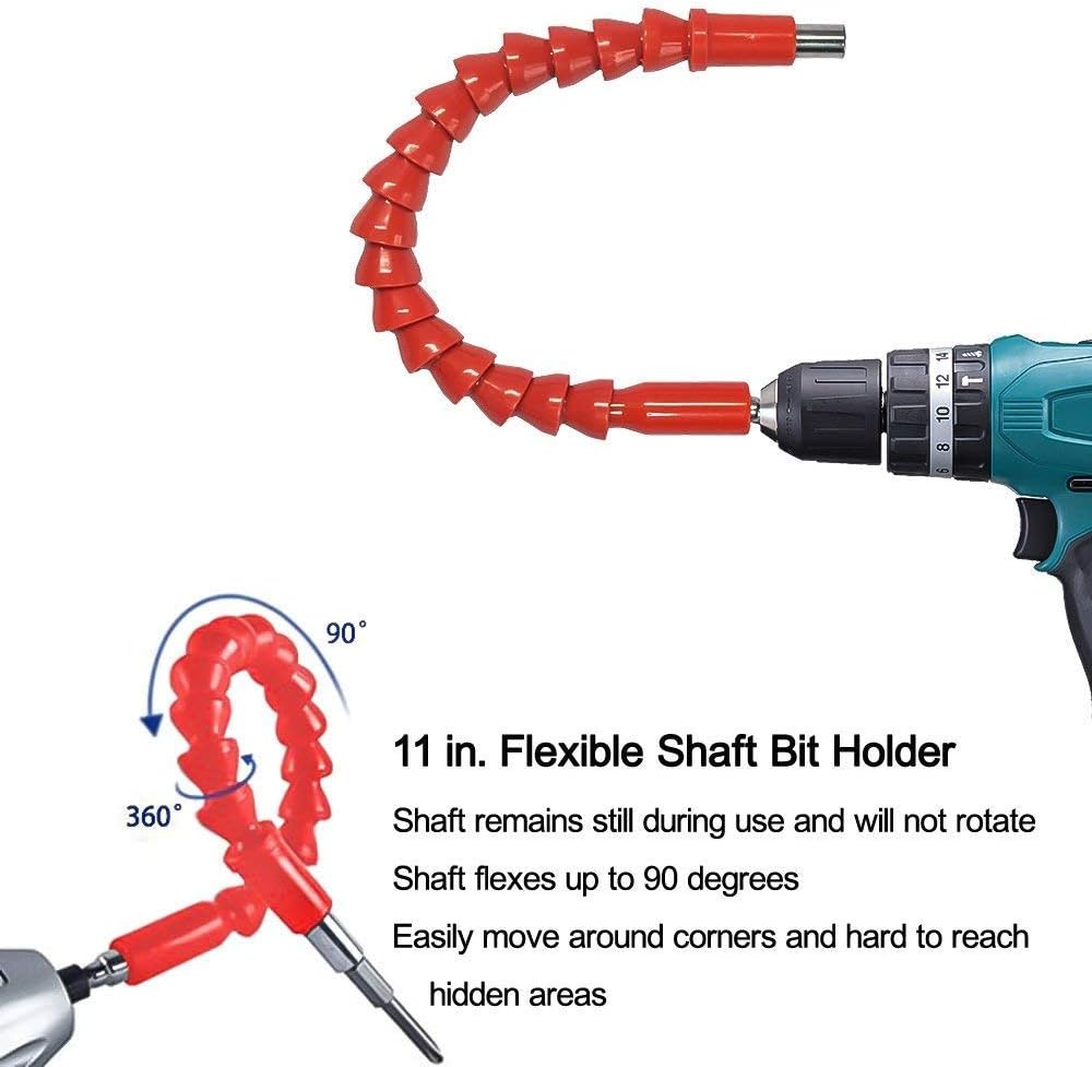 Enhanced Edition Flexible Extension Magnetic Screwdriver Extention Hex Shaft Screw Power Drill Connection Tip 11.8'' Flex Adapter W/Extend Drive Quick Connect Adaptor Size Hexagon 1/4 ''