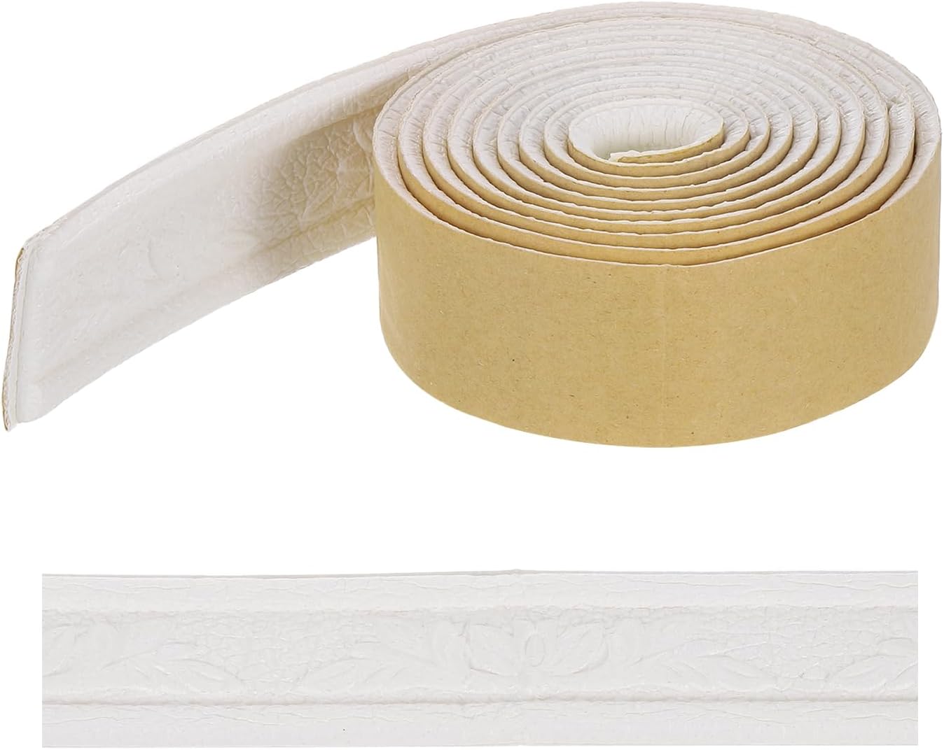 HARFINGTON 3D Wall Edging Self-Adhesive 90"x1.57" Flexible Peel and Stick Molding Trim for Wall Mirror Door Wardrobe Gap Sealing Frame Lines, White