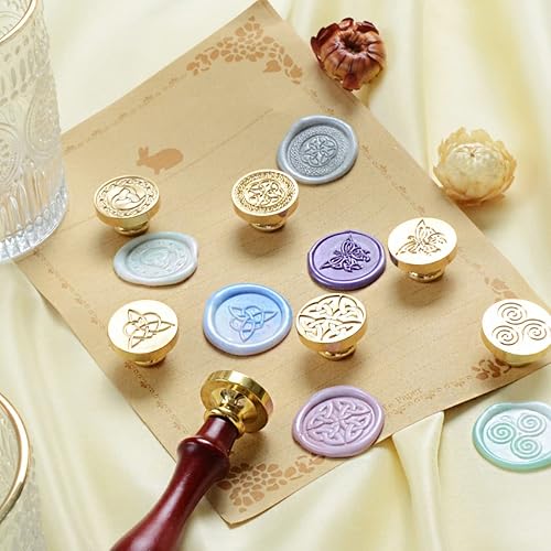 Miniatura 5 de Repuesto de cabeza de sello de cera, dorado, sellos de cobre de 0.984in, cabezales de sello de cera de nudo celta solo (pentagrama)