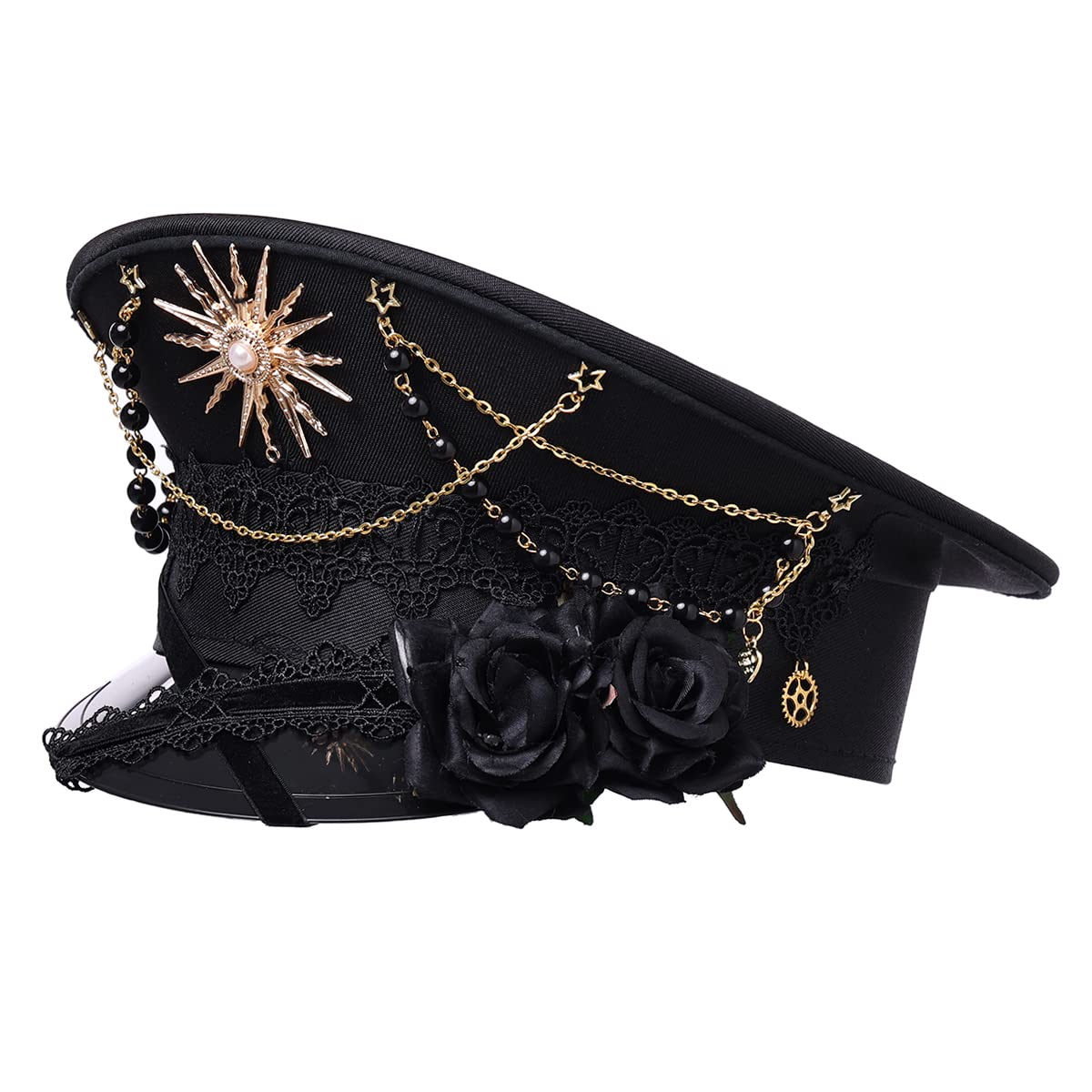 GRACEART Unisex Steampunk Hat Lolita Top Hat Gay Pride Military Captain Hat Halloween Christmas Cosplay (style02) โ image 1