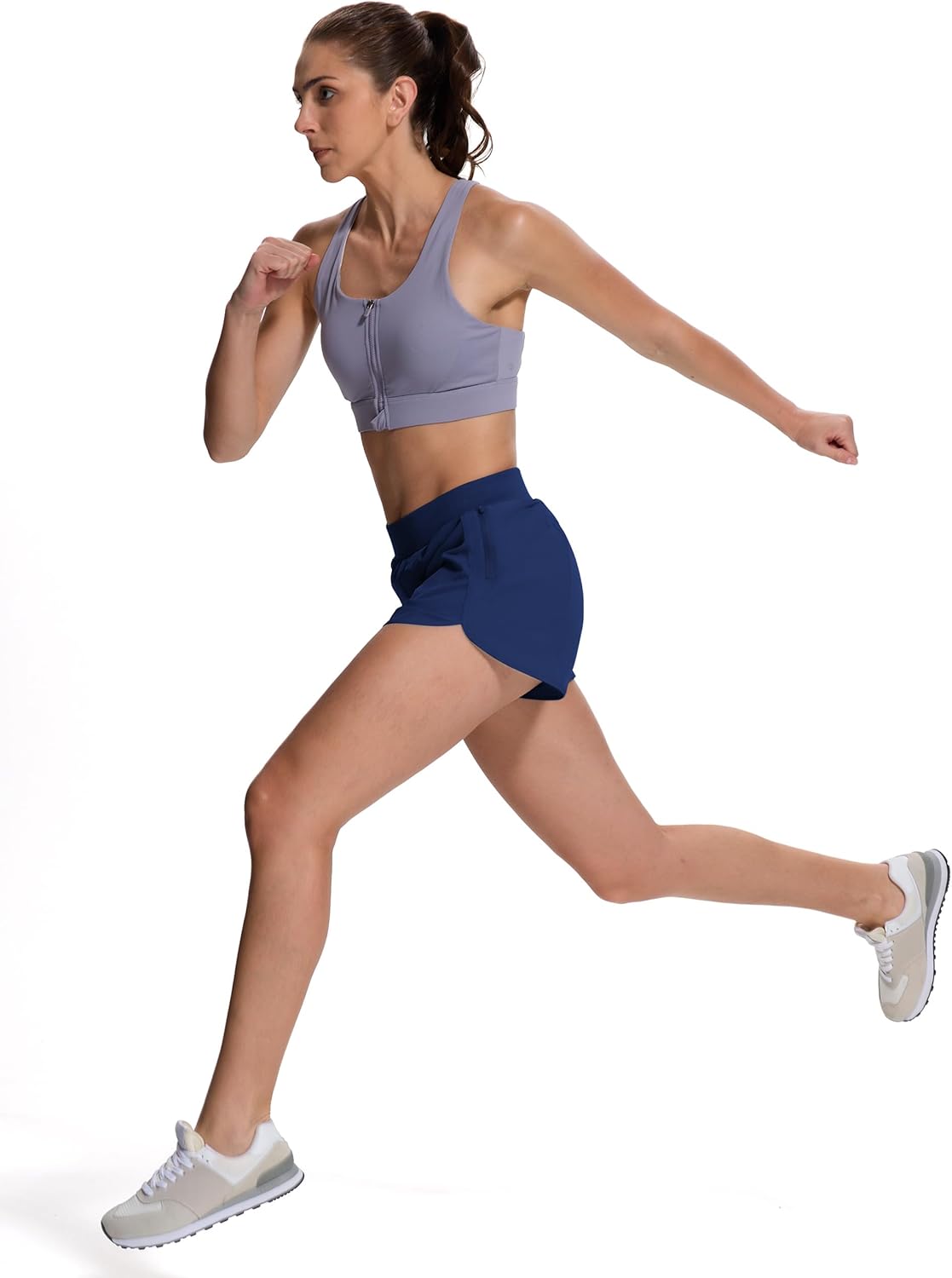 Womens High Waisted Running Shorts Quick Dry Stretch Workout Dolphin Shorts with Zip Pocket for Gym Athletic Tennis - Image 6