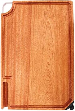 Solid Wood Cutting Board with Sharpening Stone Hook, Thickened Chopping Board with Handpiece Slot, Square Ebony Wing Wood Whole Wood Cutting Board, 15.8" x 11" x 1.18"