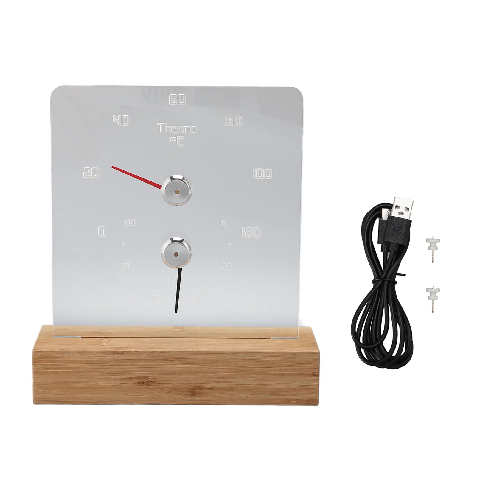 Igrotermografo per Sauna, Termometro per Sauna con Base in Legno Accurato per Hotel (Celsius 0℃-120℃)
