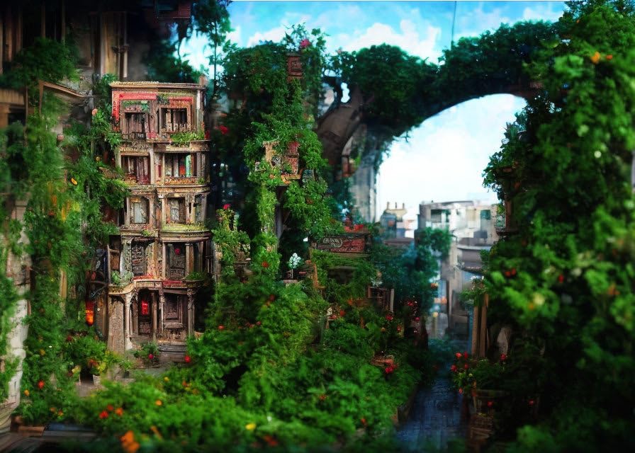 Poster mural Diorama decoration salon tableau allée sur toile 50x70 cm