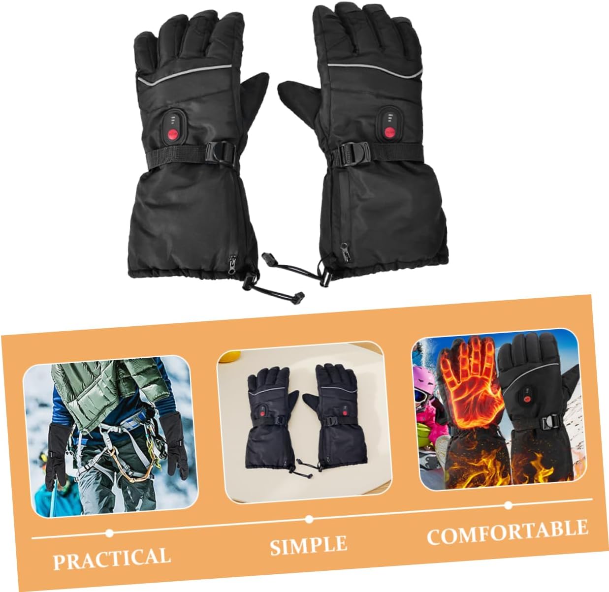 1pair Rechargeable Electric Heated Gloves for Men and Women Touchscreen Thermal Ski Mitts for Outdoor Activities Independent Temperature Control for Skiing Hiking and Camping