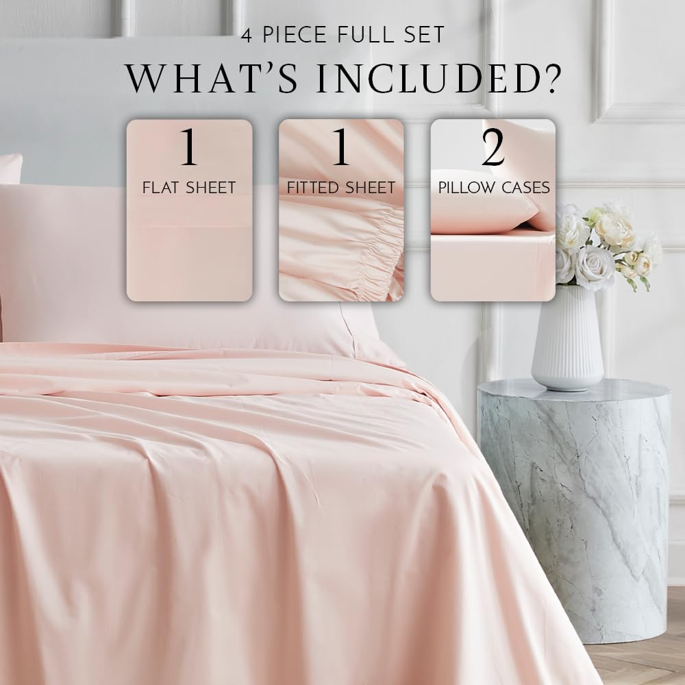 Linen Closet Ultimate Percale Blush Full Set Sheet 4 Piece Set - Image 2