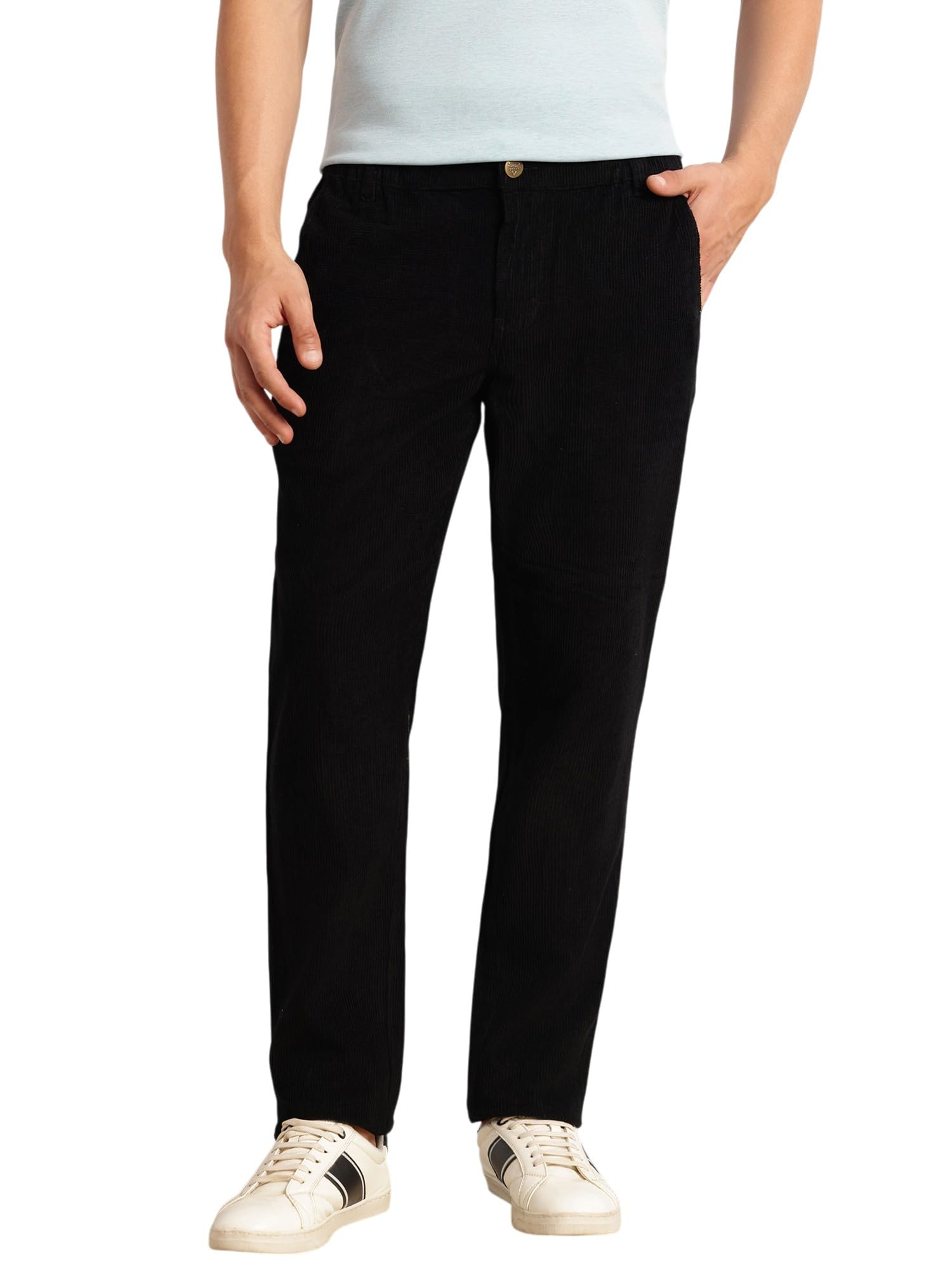 Men's Regular Fit Corduroy Trouser | Mid-Rise | Textured Fabric | 4-Pocket Casual Pants for Men-image-45