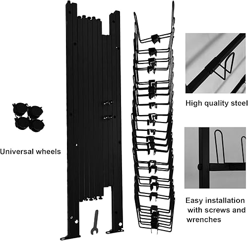 Miniatura 6 de Guantes de boxeo de metal para secar, almacenamiento de guantes de boxeo con ruedas universales para deslizarse, guantes de boxeo de metal para