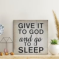 Vista 1 de LITTLEGROVE SEEDS Letrero de madera vintage bohemio con texto en inglés "Give It to God And Go to Sleep", letreros de madera de 10 x 10 pulgadas