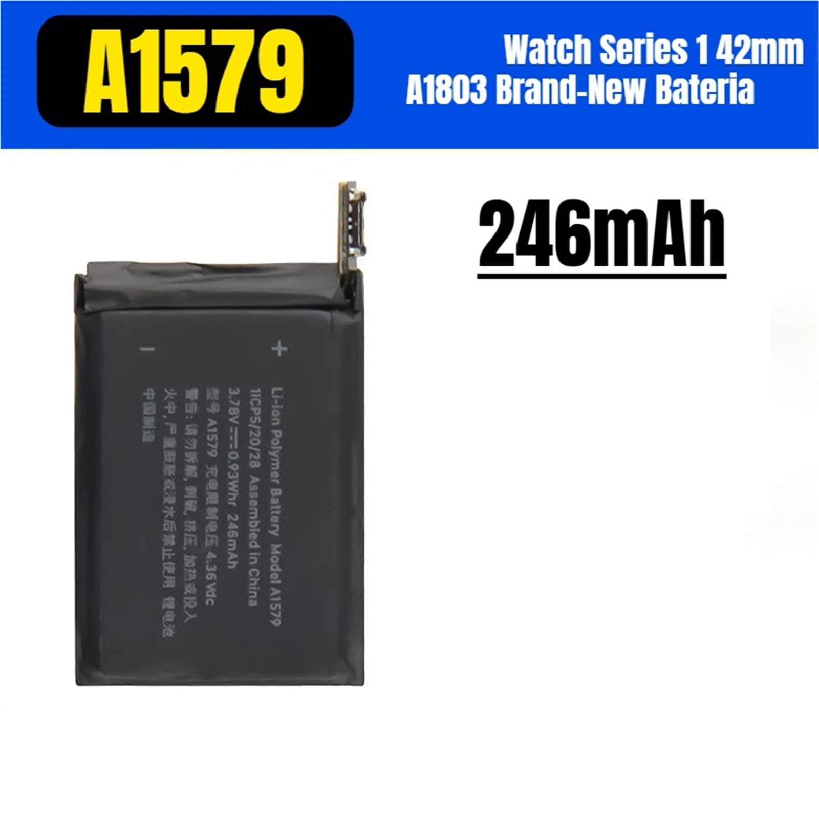 Batterie Remplacement Montre Intelligente A1579 246mAh, série 1 42 mm