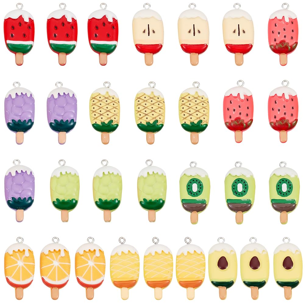 Pendentifs de dessin animé en résine pastèque et ananas pour fabrication de bijoux DIY