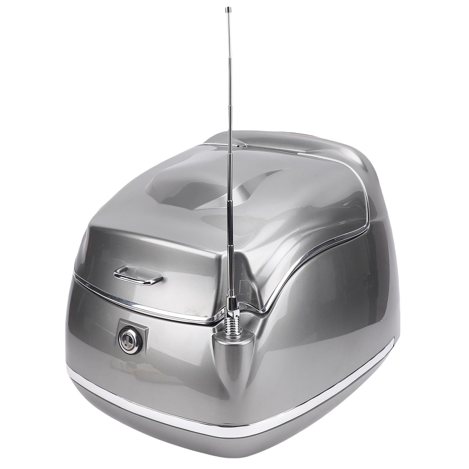 Boîtier Arrière de Moto Design élégant Boîte de Rangement étanche 38L pour Motos Vélos Scooters (Lune Argent)