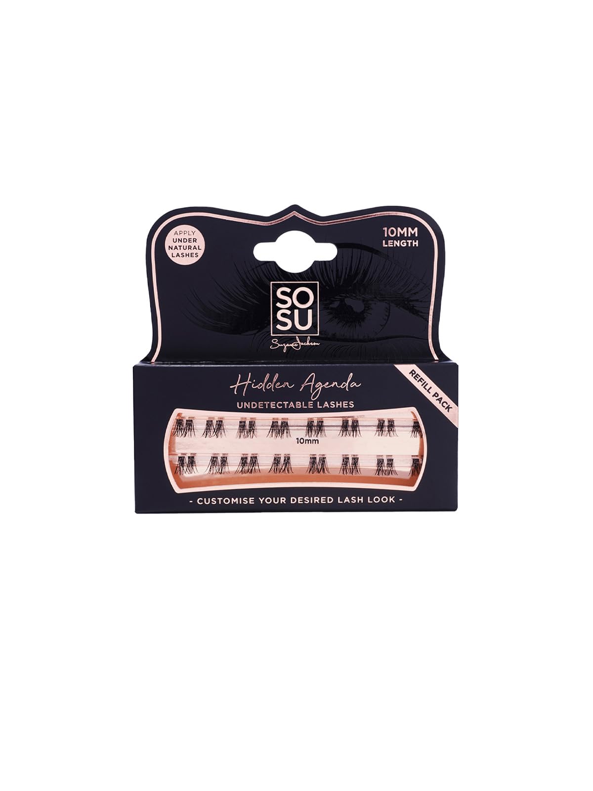 SOSU Cosmetics Hidden Agenda Refill Pack 10mm - Individual Cluster Lashes for Customizable Volume - Lightweight & Reusabl