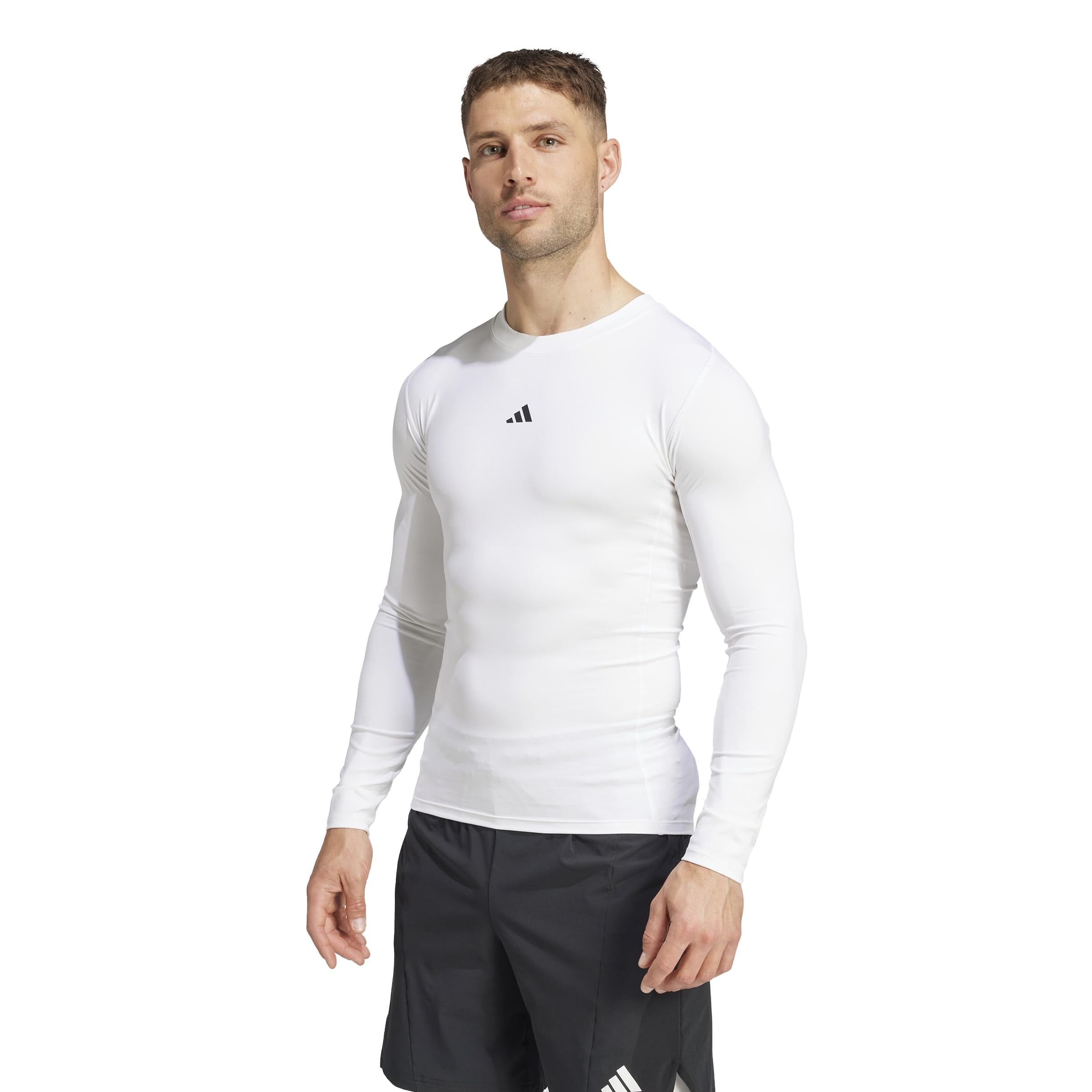 adidas Techfit Kompressionsshirt, langärmlig, Herren, weiß, XXL
