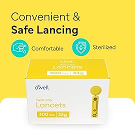 OWELL Twist Top Lancets, Sterile Lancets for Diabetes Testing, Lancets for Diabetic & Blood Sugar Test, Ultra-Thin Lancet for Thinner and Sensitive Skin, 33 Gauge, 300 Count