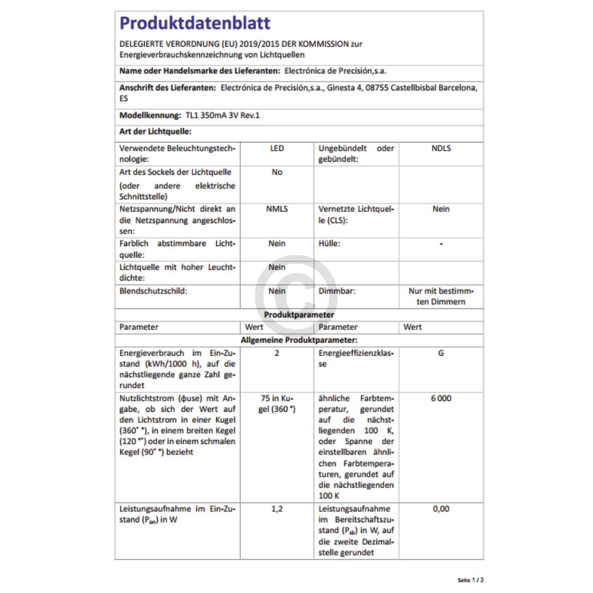 Módulo de lámpara compatible/repuesto como BOSCH 10003924 LED Diodo para Frigorífico