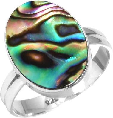 Handmade Genuine 925 Sterling Silver Ring Chunky Natural Gemstone Amethyst, Onyx, Lapis, Moonstone Oval Boho Jewelry For Women