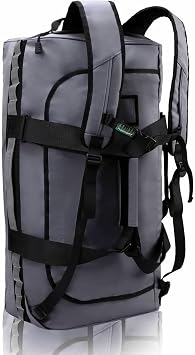Haimont Heavy Duty Duffel Sports Bags Travelling 90 Litre for Man, Convertible Large Duffle Backpack Straps, Water Resistant, Weekender, Grey