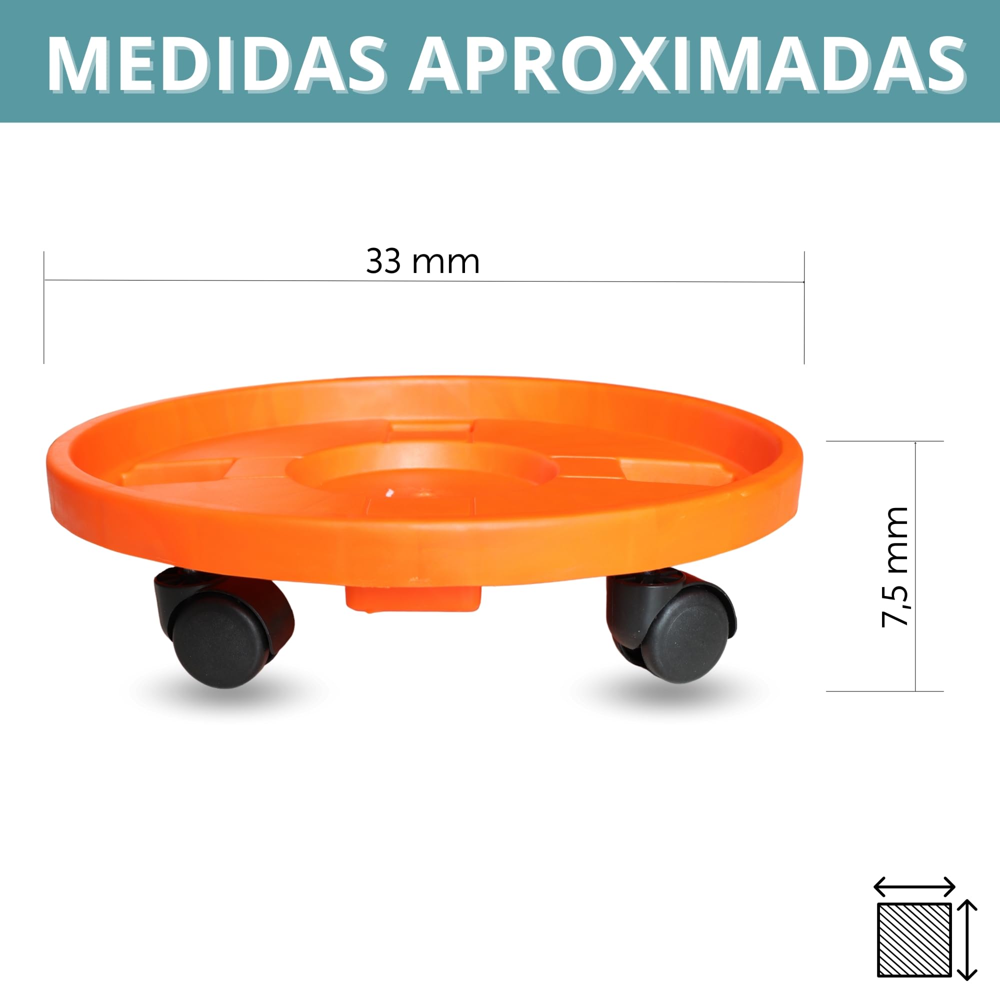 TECHZOCO Soporte para bombona butano Portabombonas Carro Porta bombona Gas Plástico 4 Ruedas 33,5 cm Naranja
