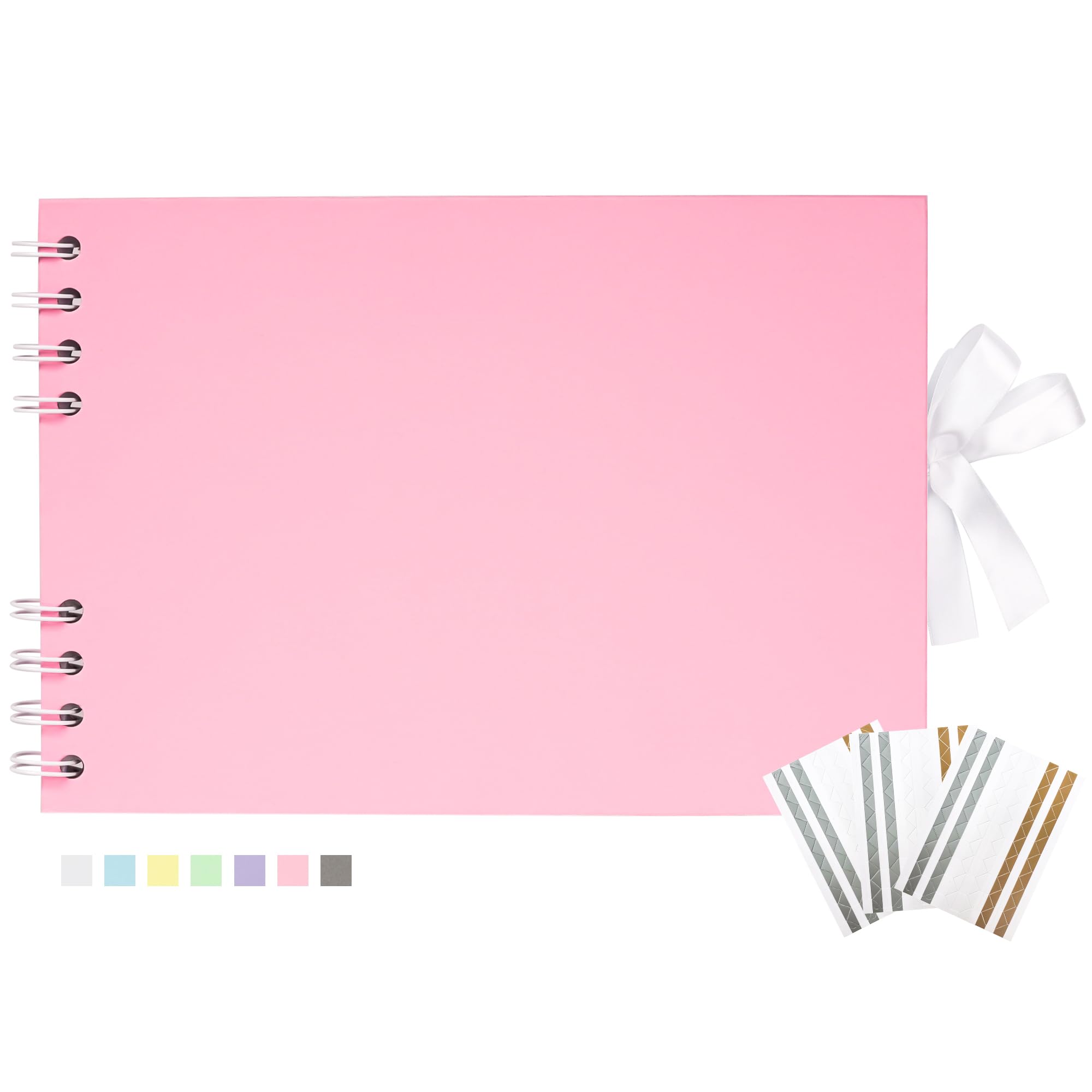 Scrapbook Photo Album 40 White Pages Scrap Book Memory Book 6 x 8.5 inch Guest Book Scrapbook Album Accessories with Corner Stickers for Baby Shower, Wedding, Travelling Pink