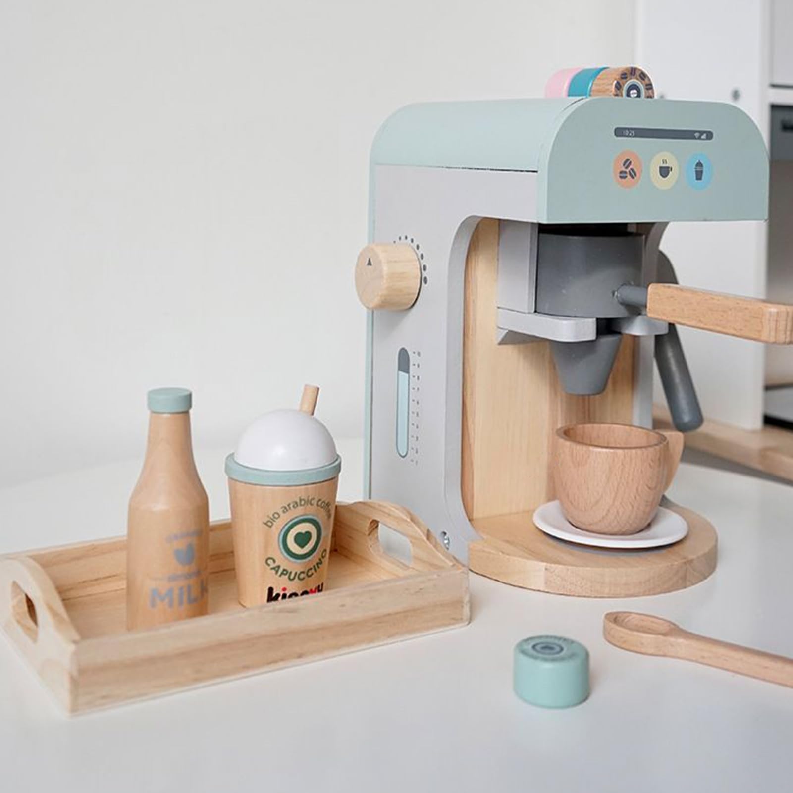 Caffettiera Giocattolo in Legno Caffettiera Giocattolo In Legno Per Cucina | Cucina Educativi per Ragazze e Ragazzi Per Asilo Scuola Casa Viaggi