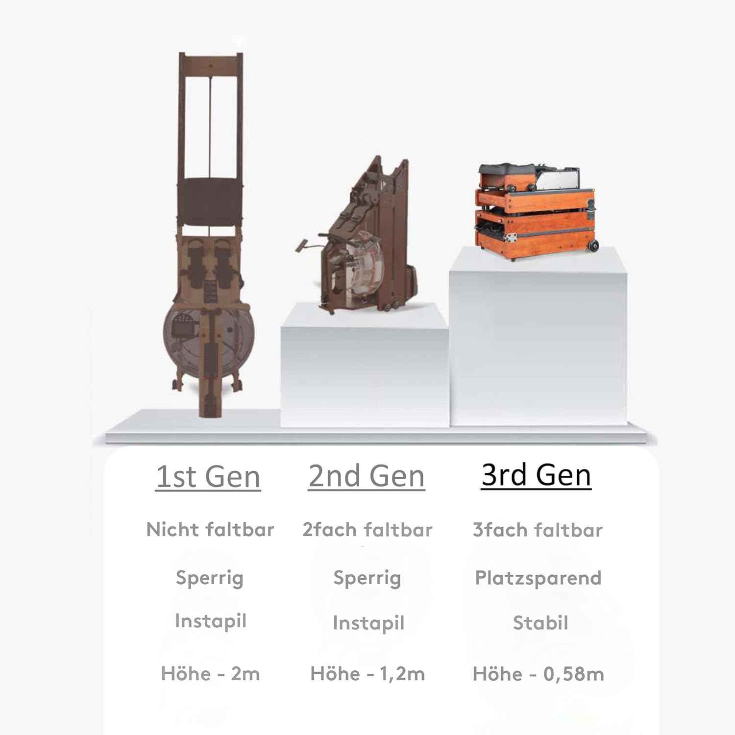KINGSMITH WR1 Water Rower folded compactly for storage.