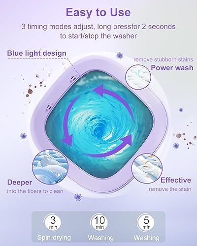 Miniatura 2 de Lavadora portátil, mini lavadora de 16 litros mejorada con cesta giratoria, lavadora plegable de ropa interior, ropa para bebés y ropa pequeña,