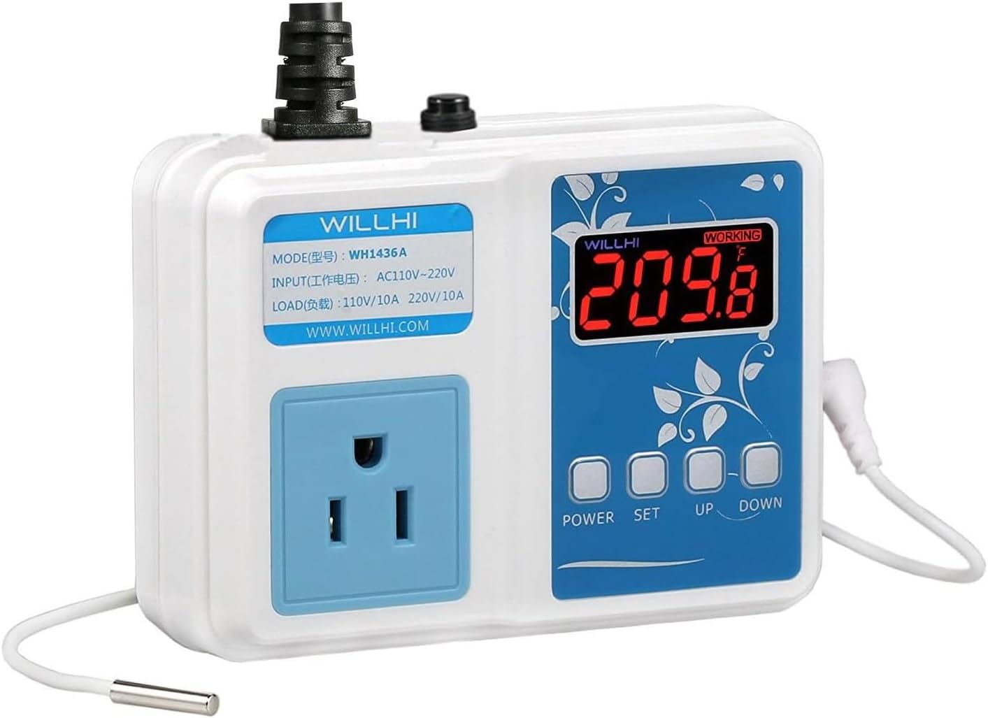 WILLHI WH1436A 10A Temperature Controller 110V Digital Thermostat Switch Sous Vide Controller NTC 10K Sensor Improved Version