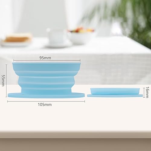 Miniatura 6 de Taza individual plegable para verter sobre café, sin papel, para viajes, para acampar, cafetera de goteo con filtro de metal reutilizable (azul)