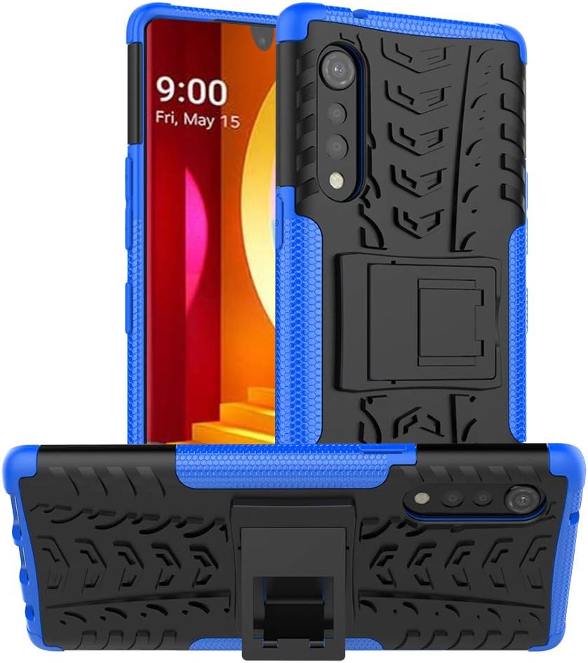 Yiakeng LG Velvet 5G Case, LG Velvet Case, Shockproof Slim Protective with Kickstand Hard Phone Cover for LG Velvet 5G (Blue)