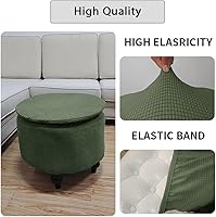 Vista 5 de XMNTG Funda elástica otomana plegable, funda de almacenamiento suave y gruesa, tela jacquard redonda, extraíble y lavable, protector de muebles