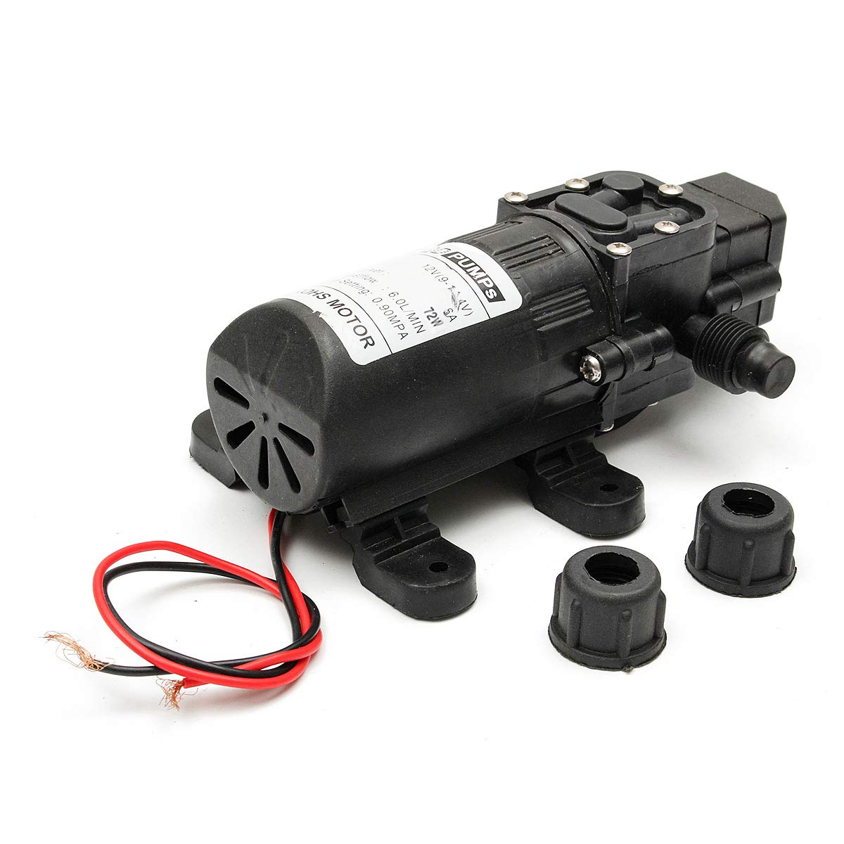 Bomba sumergible Bomba de agua ultra silenciosa Bomba de agua de diafragma de alta presión eléctrica negra de 6 l/min for lavado de autos, 12 V(12V 72 W-Straight)