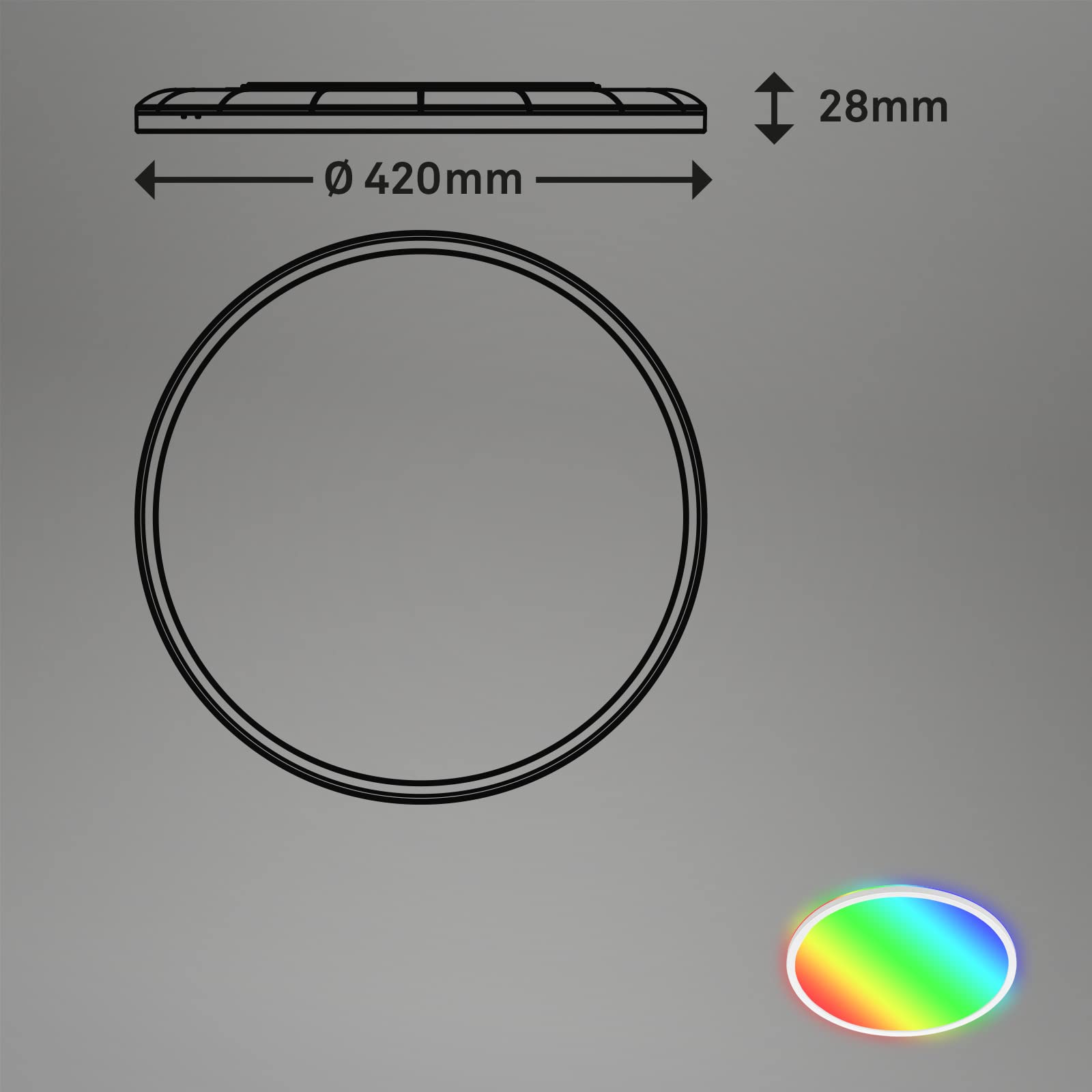BRILONER Leuchten - LED Panel, Deckenleuchte dimmbar, Deckenlampe, RGB, Farbsteuerung, Backlight, inkl. Fernbedienung, 22 Watt, 2.700 Lumen, 4.000 Kelvin, Weiß, Ø 42cm