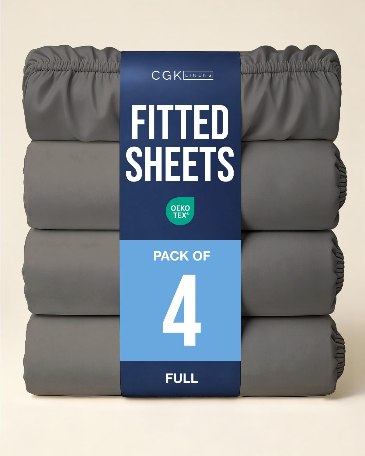 Full Fitted Sheet - Pack of 4 Single Fitted Bottom Sheet Only - Charcoal