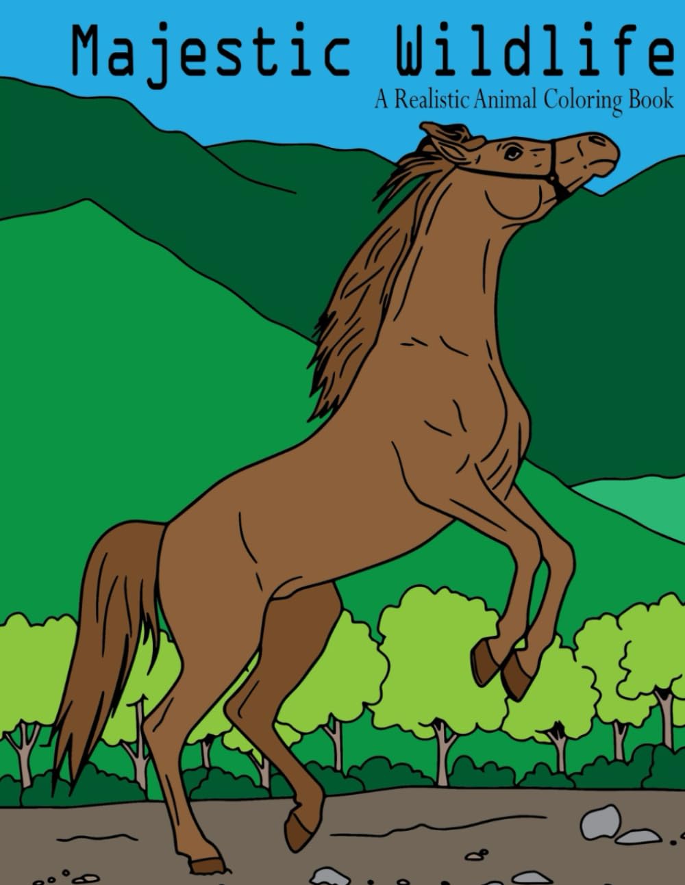Majestic Wildlife: A Realistic Animal Coloring Book: Detailed Illustrations of Lions, Tigers, Horses, and Elephants for Stress Relief and Nature Lovers