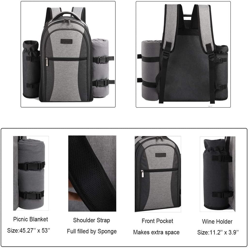 JSEIAJB Outdoor Four Persons Picnic Bag with Tableware Blanket Insulation Refrigerated Men's Lunch Bag