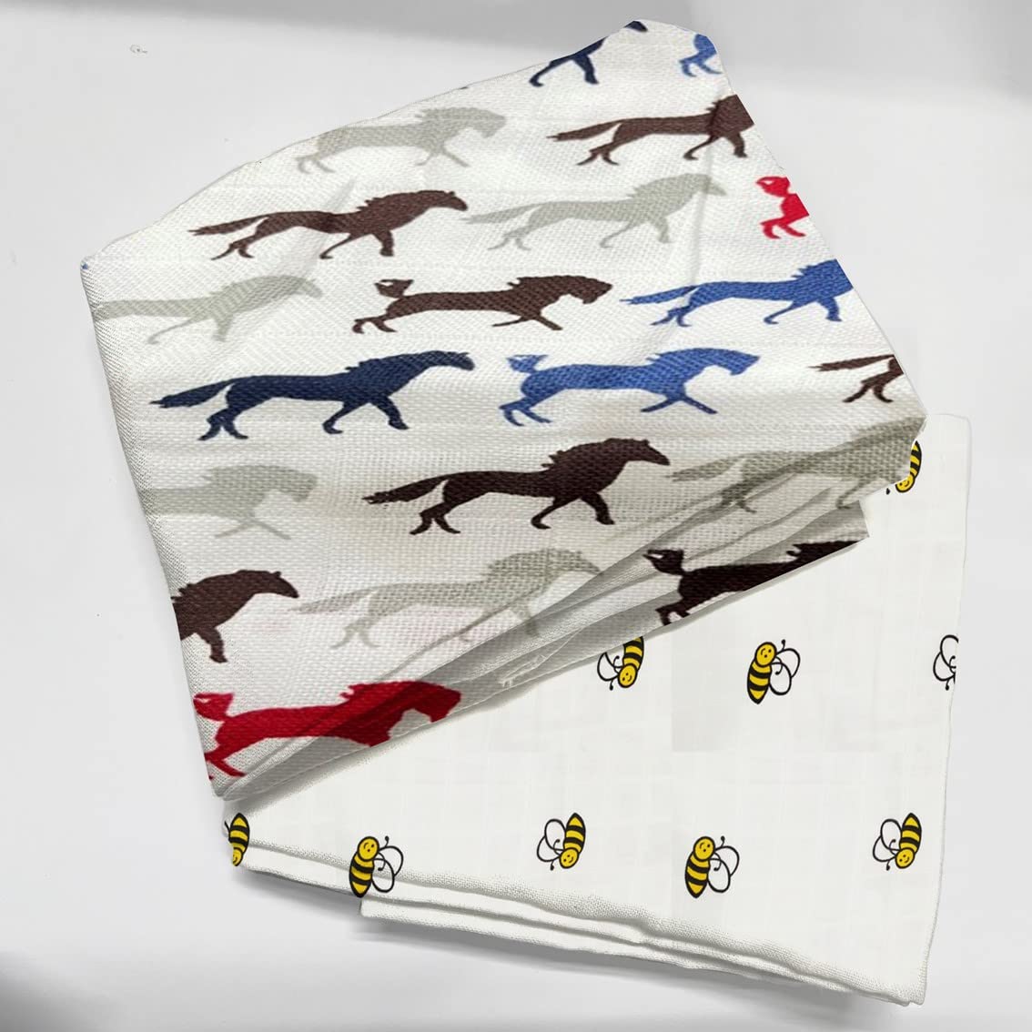 Newborn Combo Pack – Ultrasoft Summer Blanket & Wrapper | 120x120 cm | Skin Friendly | Horse & Bee Design | AC Room Use