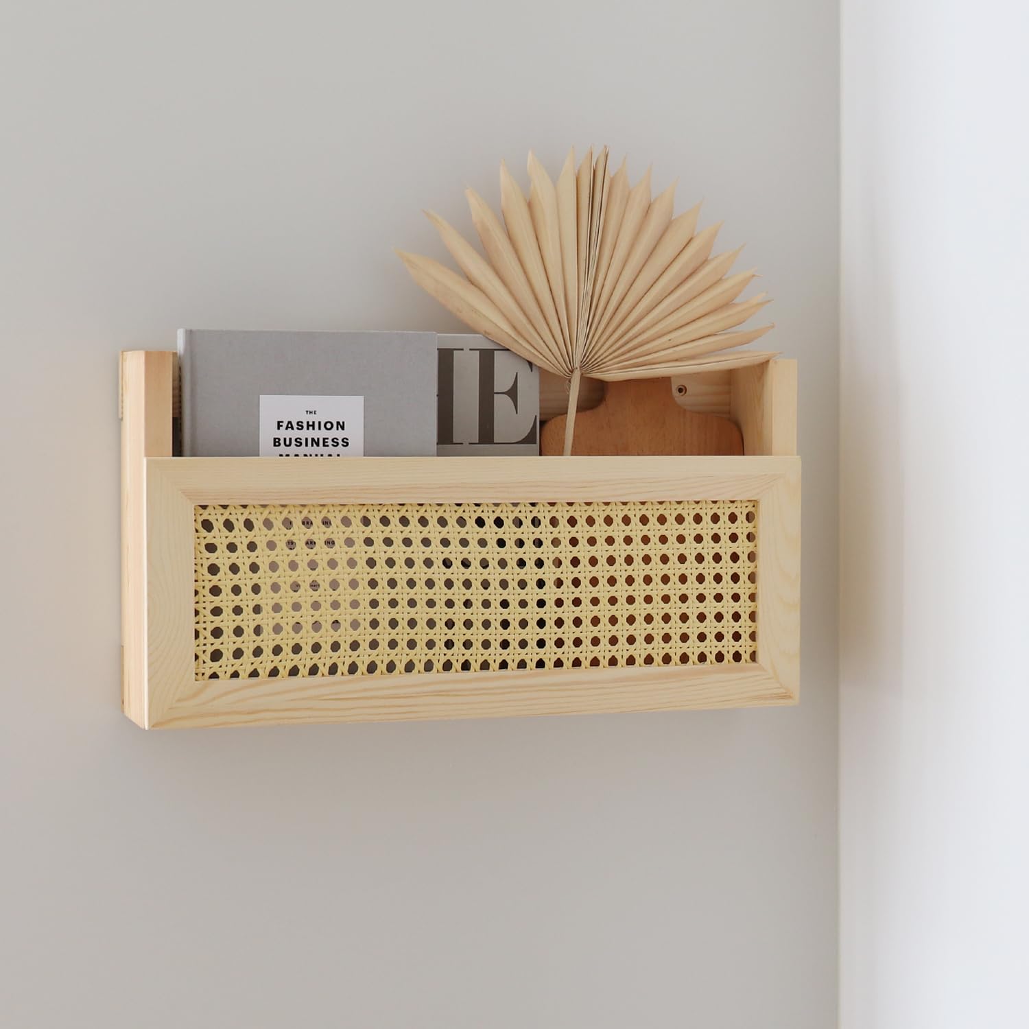 TIAYIA Wall-Mounted Wood Magazine Rack, File Holder for Entryway, Living Room, Office, Home Decor (Burlywood)