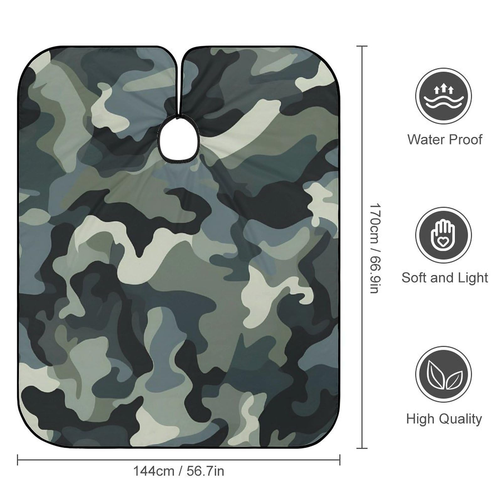 Camo Camouflage Print Hair Cutting Cape for Men Women Waterproof Barber Cape Adjustable Salon Haircut Capes