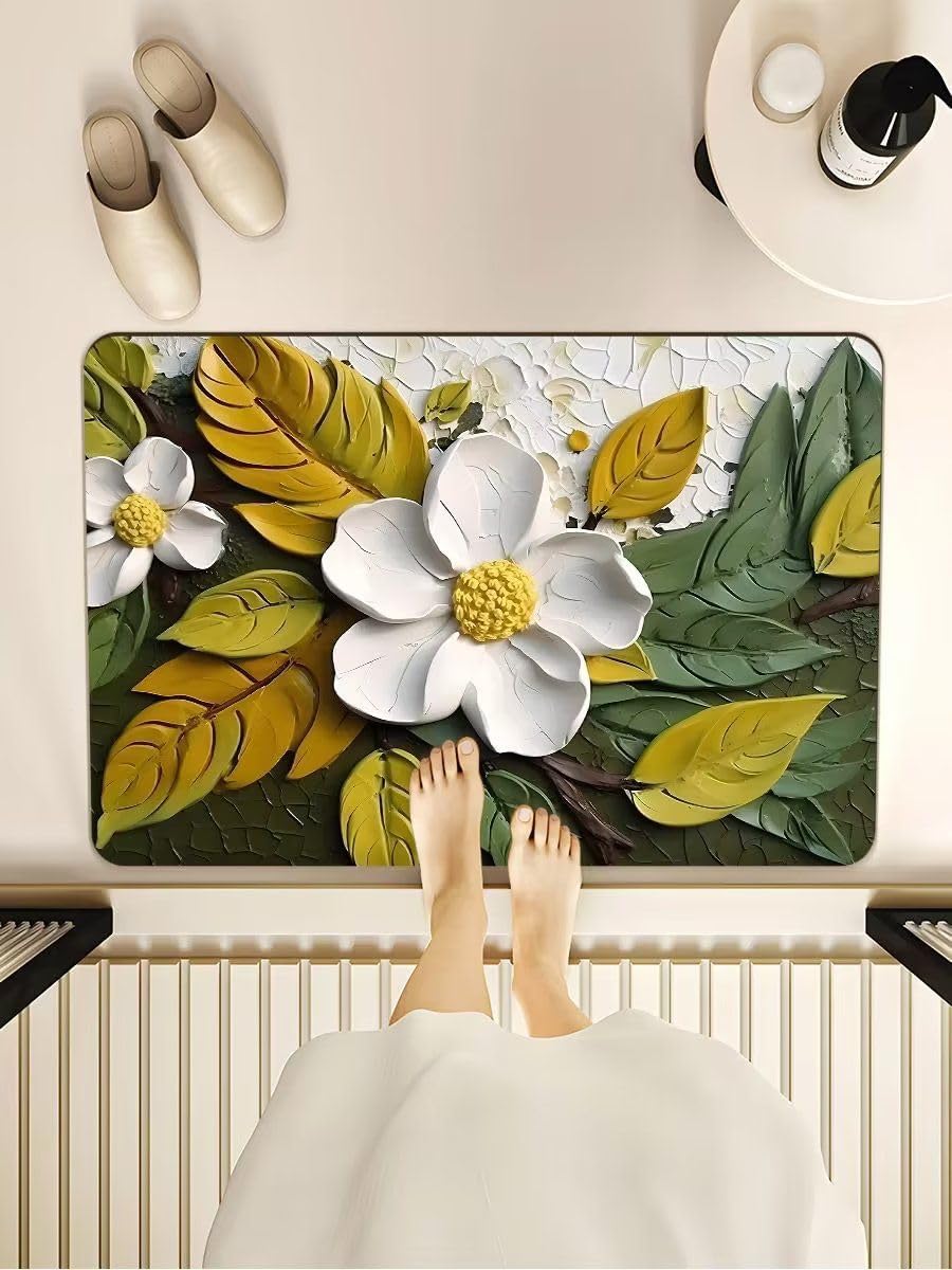 Rylan Bathroom Mat,Door mat Door Mat, Rubber Non-Slip Quick Dry Rugs Fit Under Door Super Absorbent Thin Fashion Washable Oval Floor Bath Mat for Bathroom, Bathtub, Shower and Sink (1, bentoo)