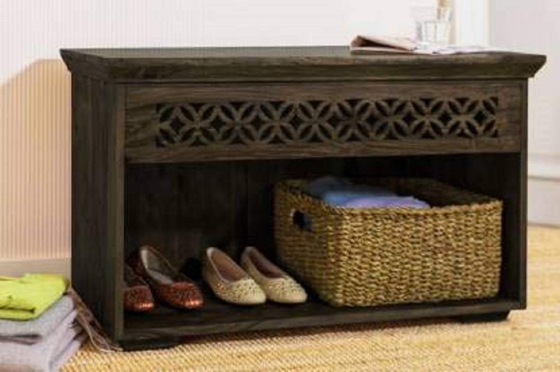 Solid Sheesham Wood Sideboard Cabinet with Shelf Storage Wooden Multipurpose Furniture for Bedroom Living Room Hall & Office Décor - Walnut Finish-image-17