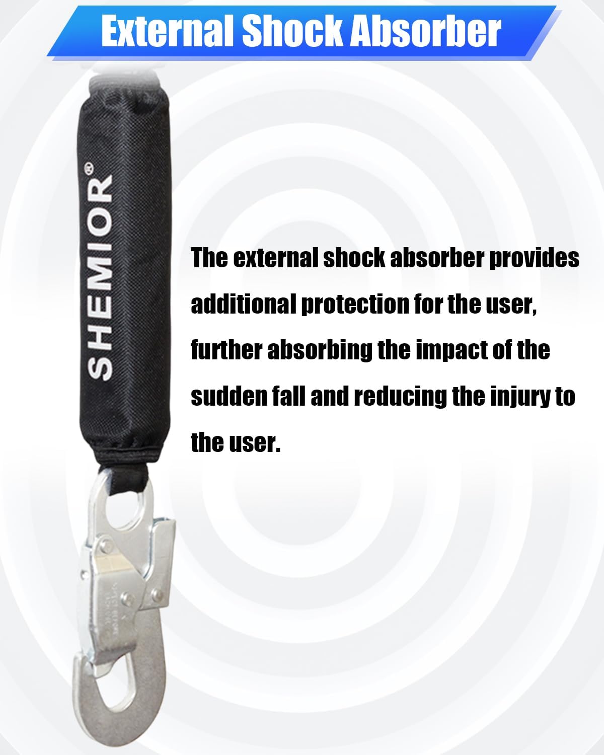 11FT Web Self Retracting Lifeline, Shemior No Tangle Lightweight Housing SRL External Shock Absorber, Self Retractable Safety Lanyard, Fall Arrest Protection PPE Gear, OSHA/ANSI Compliant