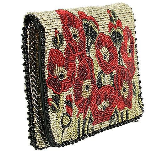 Mary Frances Poppies Beaded Mini Crossbody Handbag, Silver4